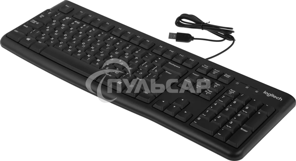 Клавиатура проводная Logitech K120 for business, USB черный (заводская гравировка)