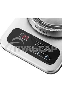 Чайник электрический Kitfort КТ-657, 1.7л, 2200Вт, (корпус: стекло), нержавеющая сталь/черный