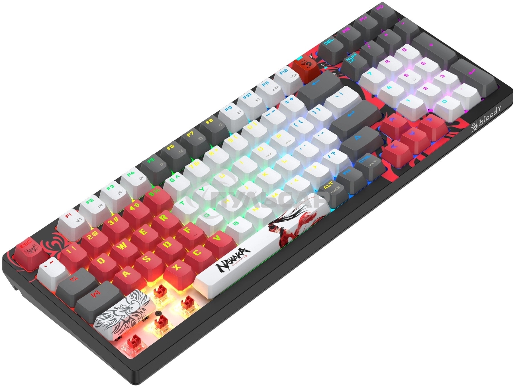 Клавиатура беспроводная механическая A4Tech Bloody WS98 Naraka USB черный/красный (WS98)
