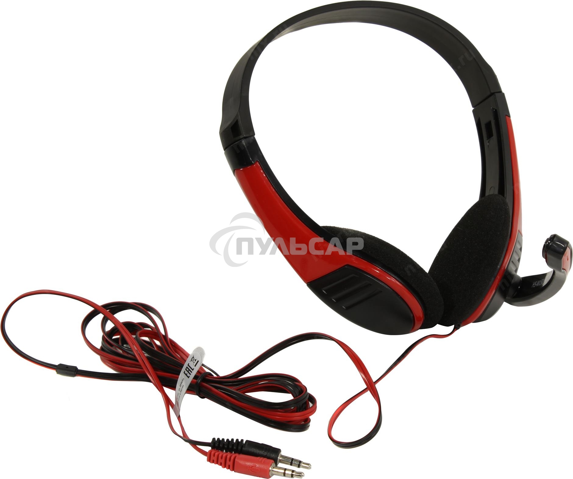 Наушники с микрофоном Oklick HS-M150 черный/красный 2.2м накладные (NO-003N)