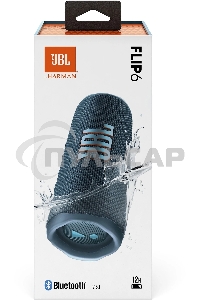 Портативная акустика JBL Flip 6 синий, Bluetooth 5.1, время воспроизведения 12 ч, емкость аккумулятора 4800 mAh, время заряда 2,5 ч, синий
