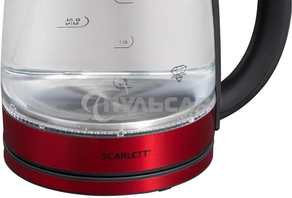 Чайник электрический Scarlett SC-EK27G65 красный/черный, 1800 Вт, 1.8 л