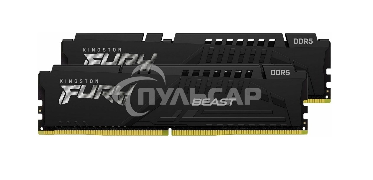Оперативная память Kingston Fury Beast, DDR5, 16Gb (2x8Gb), 6000MHz, CL36, DIMM, с радиаторами, RGB, черный
