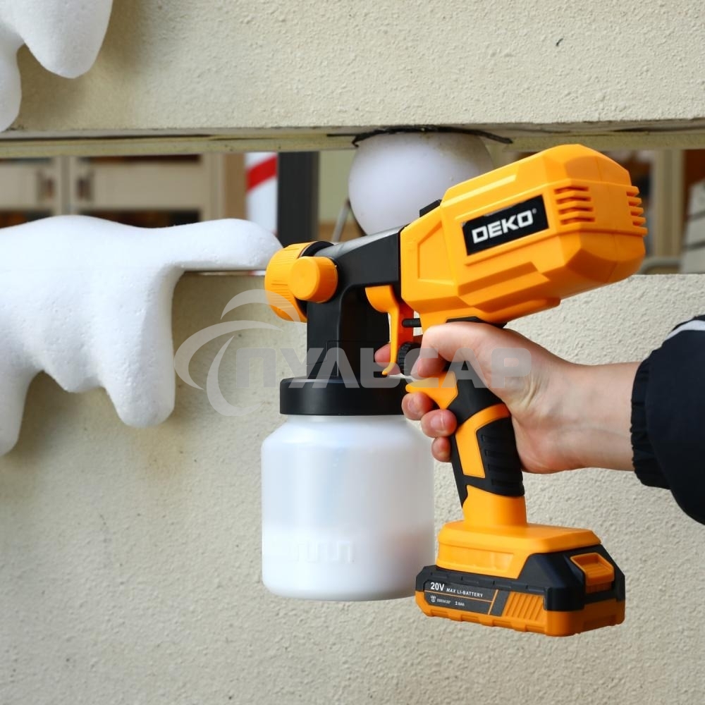 Краскопульт аккумуляторный DEKO SG20DK, 20В, 800 мл, 1x3.0А·ч 083-1133