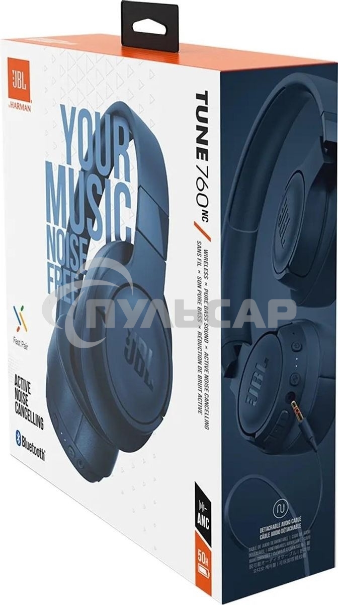 Наушники-гарнитура (накладные) JBL Tune 760NC синий