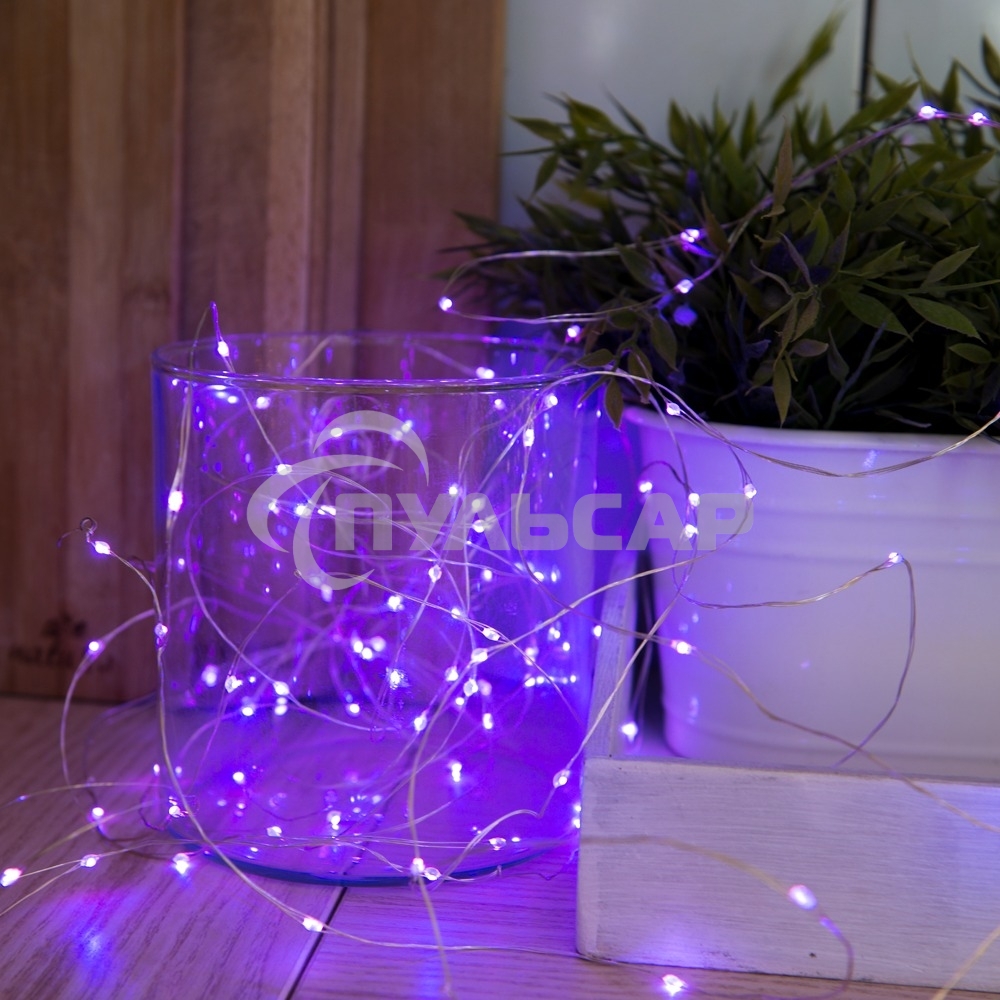 Гирлянда светод. Funray Нить, SE-STRING-10100P, 10м, 100 LED, фиолетовый, серебр. шнур 1,5м,