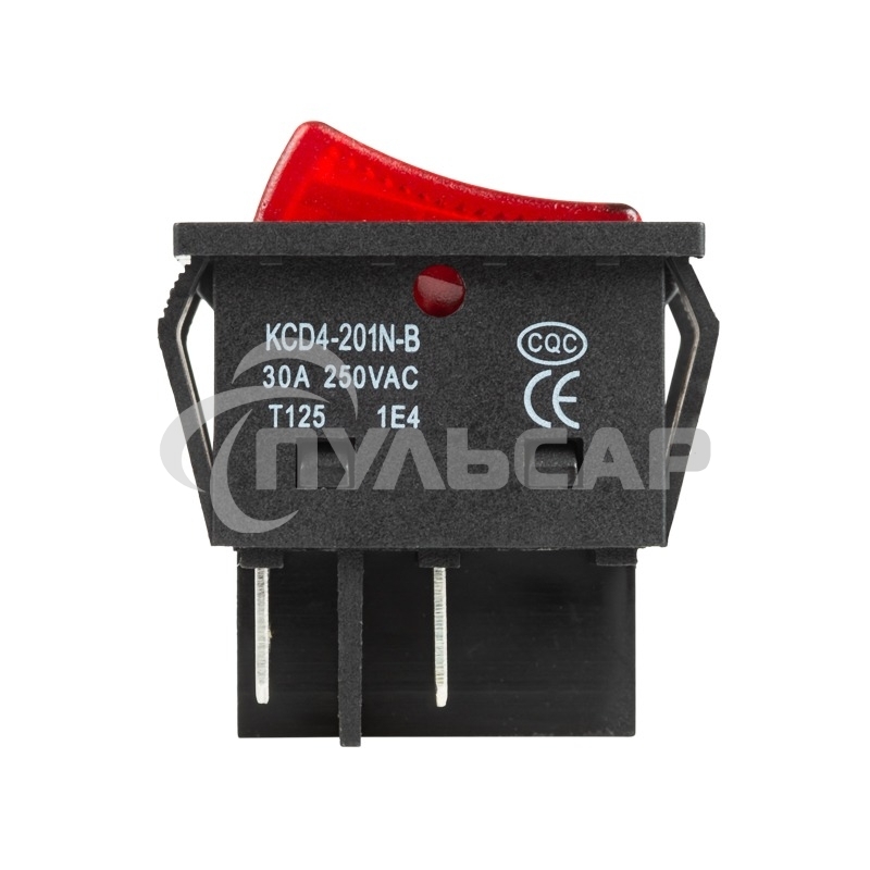 Выключатель клавишный 250V 30А (4с) ON-OFF красный с подсветкой Rexant