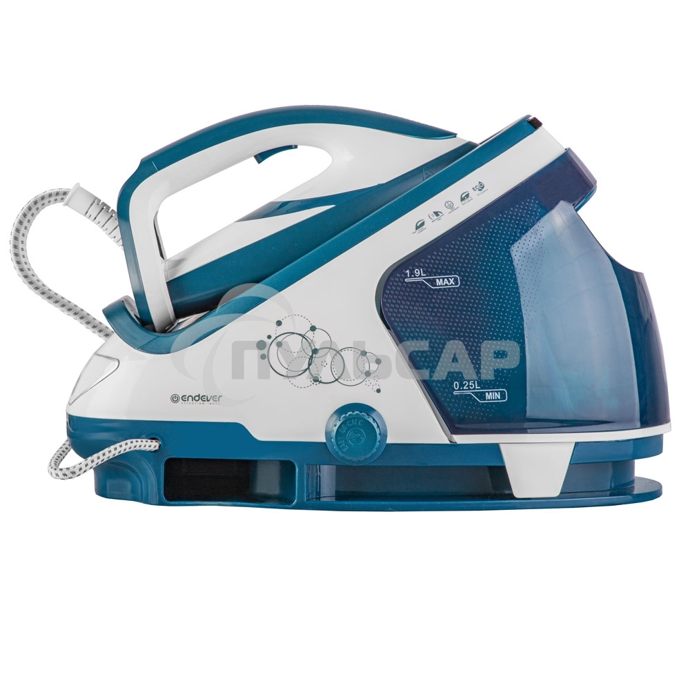 Парогенератор электрический Endever Delta-500, белый/темно-бирюзовый, мощность 3200 Вт, подача пара 170 г/мин, макс. пар удар до 600 г/мин