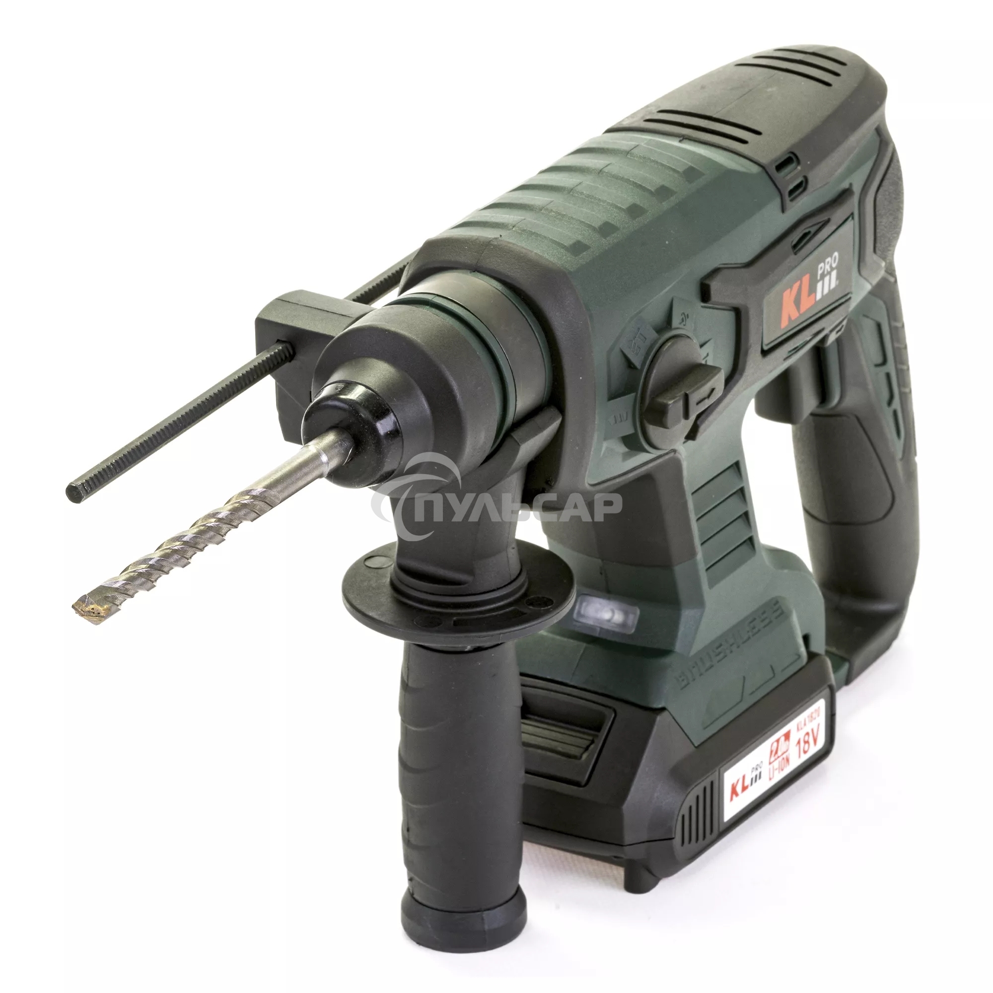 Профессиональный бесщеточный перфоратор аккумуляторный KLPRO KLPM18B-20 (18В, Li-ion-2шт, 2.0А·ч, 1,7Дж, SDS-plus, З/У,сумка)