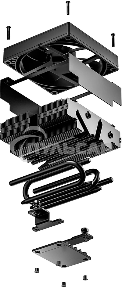 Кулер для процессора ID-COOLING IS-53-XT BLACK LGA1851/1700/1200/115X/AM5/AM4 низкопрофильный высота 53мм (24шт/кор, TDP 95W, PWM, 4 тепл.трубок / медная база, FAN 92мм, черный) BOX