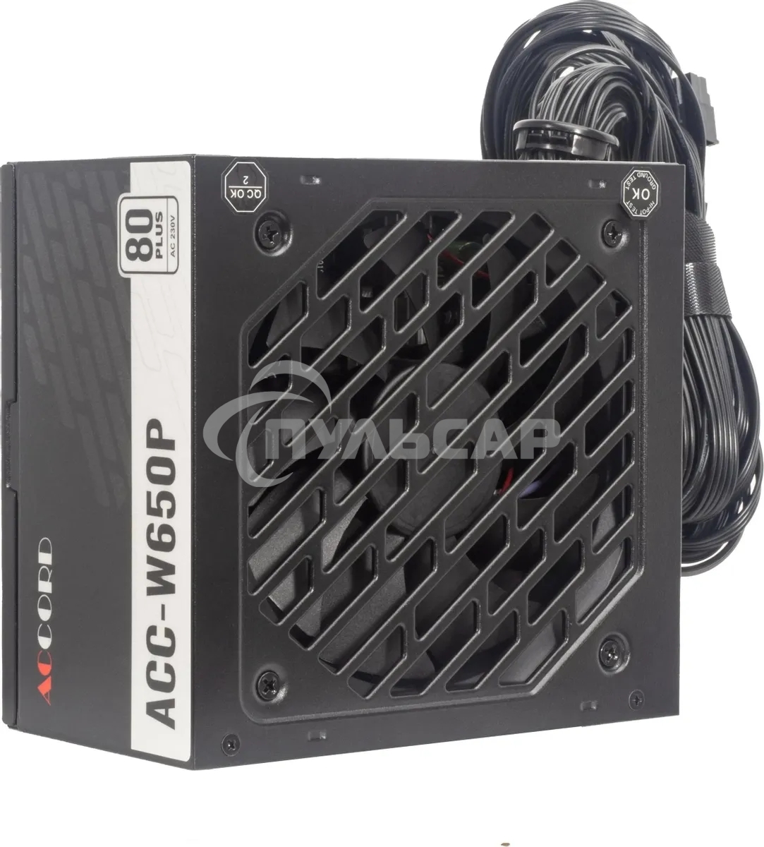 Блок питания Accord ACC-W650P, 650Вт, 80 PLUS WHITE, 120мм, черный
