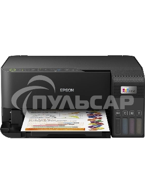 МФУ струйное Epson L3550 (C11CK59405), A4, цветной, печ. до 15 стр/мин. (ч/б) до 8 стр/мин. (цвет), скан. до 11 стр/мин. (ч/б) 28 стр/мин. (цвет), 4800 x 1200 dpi (печать) 1200x2400dpi (скан.), USB, Wi-Fi, Air Print