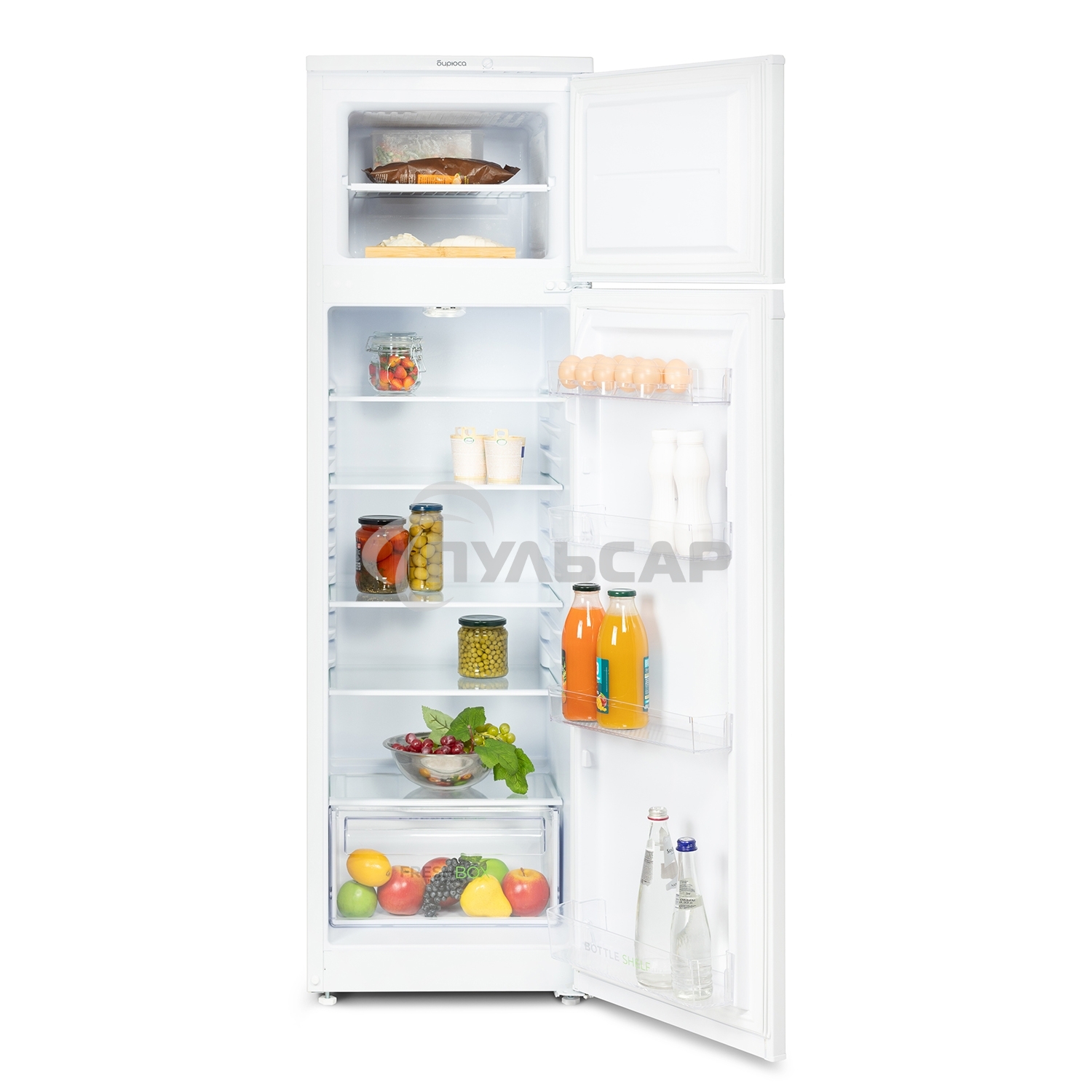 Холодильник Бирюса 424 белый двухкамерный 170/35л морозилка сверху