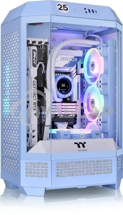 Компьютерный корпус Thermaltake The Tower 300 Hydrangea голубой без БП miniITX 8x120мм 6x140мм 2xUSB 3.0 audio bott PSU