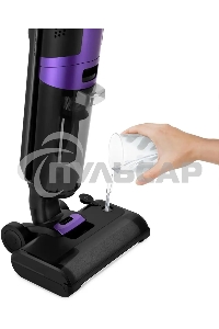 Пылесос вертикальный моющий Kitfort КТ-5176 черный/фиолетовый, питание от аккумулятора, 200 Вт, уборка влажная, пылесборник 0.75 л, работа от АКБ max 35 мин.