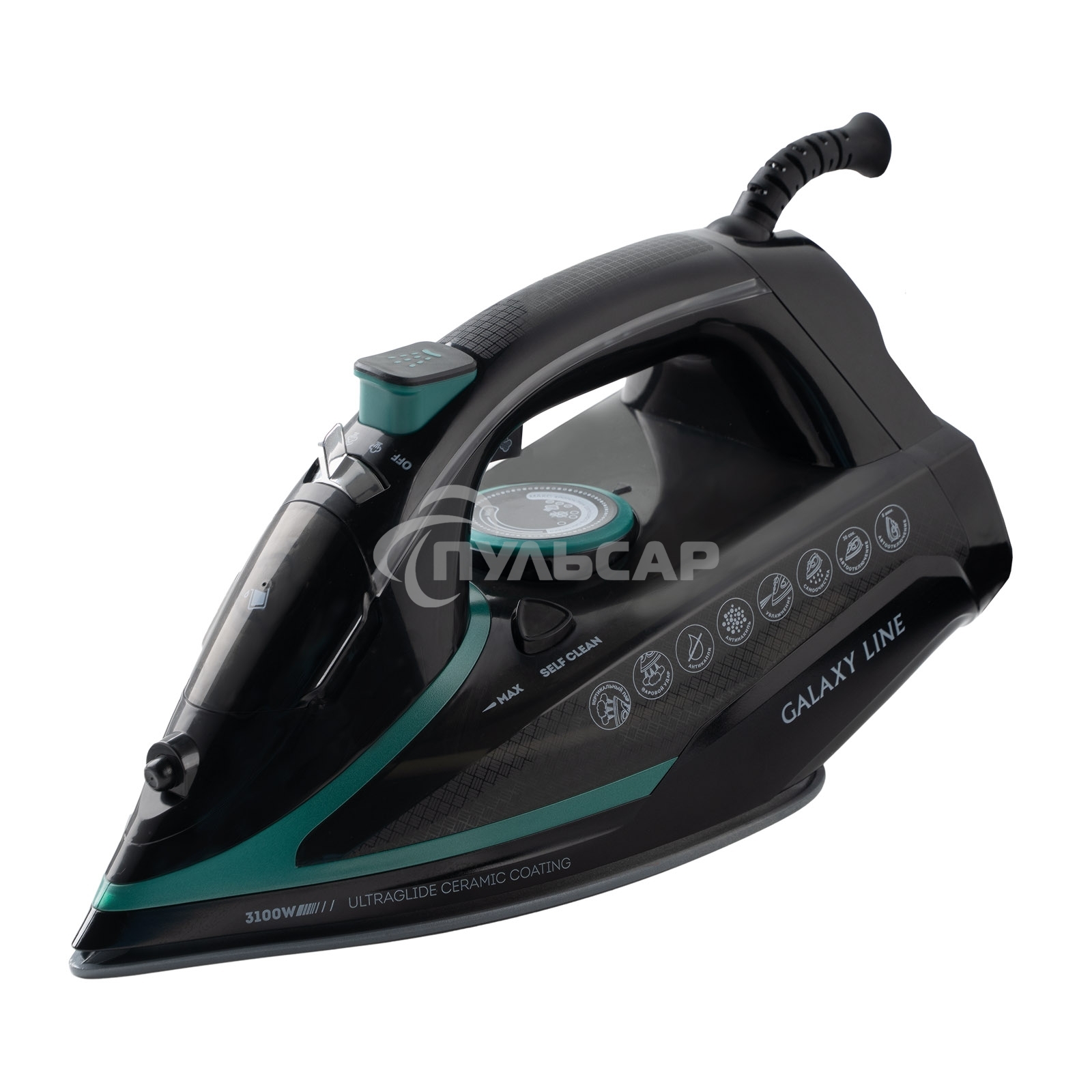 Утюг паровой Galaxy GL 6136 черный с зеленым