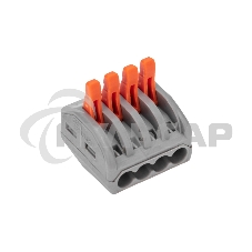 Универсальная клемма Rexant СМК 222-414, 4-проводная серая 0,08-2,5/4 мм² (50 шт/уп)