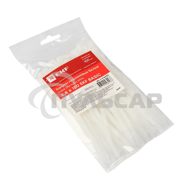 Хомут кабельный 4.8х150 нейл. белый (уп.100шт) EKF plc-c-4.8x150