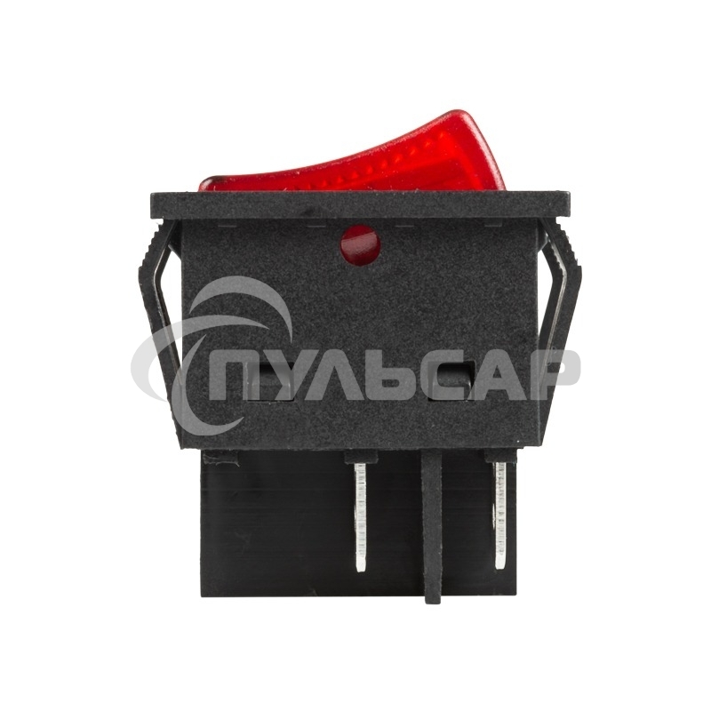 Выключатель клавишный 250V 30А (4с) ON-OFF красный с подсветкой Rexant