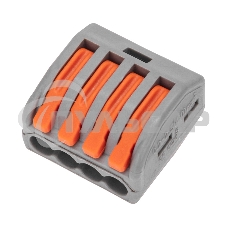 Универсальная клемма Rexant СМК 222-414, 4-проводная серая 0,08-2,5/4 мм² (50 шт/уп)