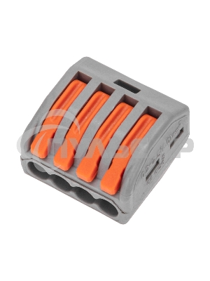 Универсальная клемма Rexant СМК 222-414, 4-проводная серая 0,08-2,5/4 мм² (50 шт/уп)