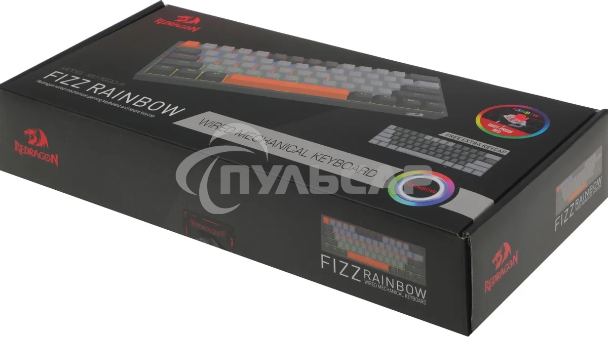 Клавиатура проводная REDRAGON Fizz RU,Rainbow,красные свитчи, механическая