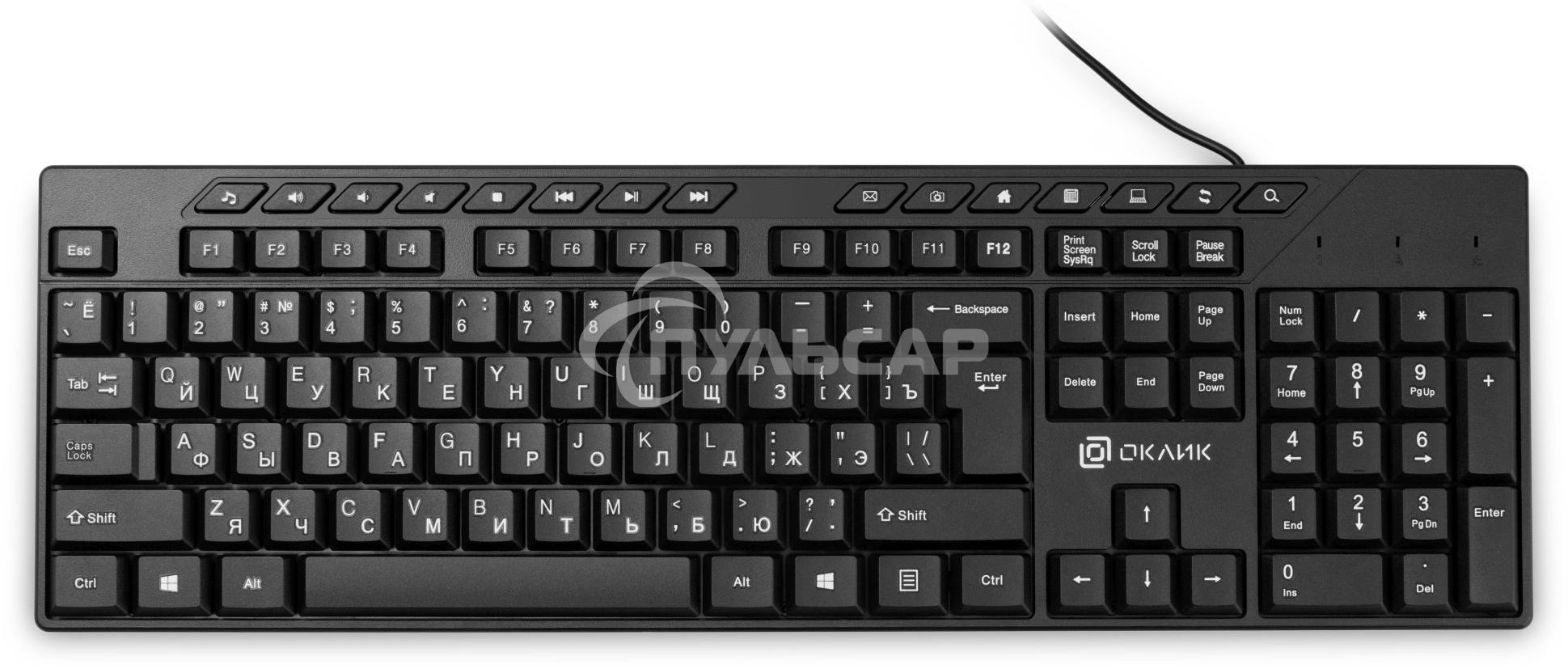 Клавиатура проводная Oklick 125M, USB, черный