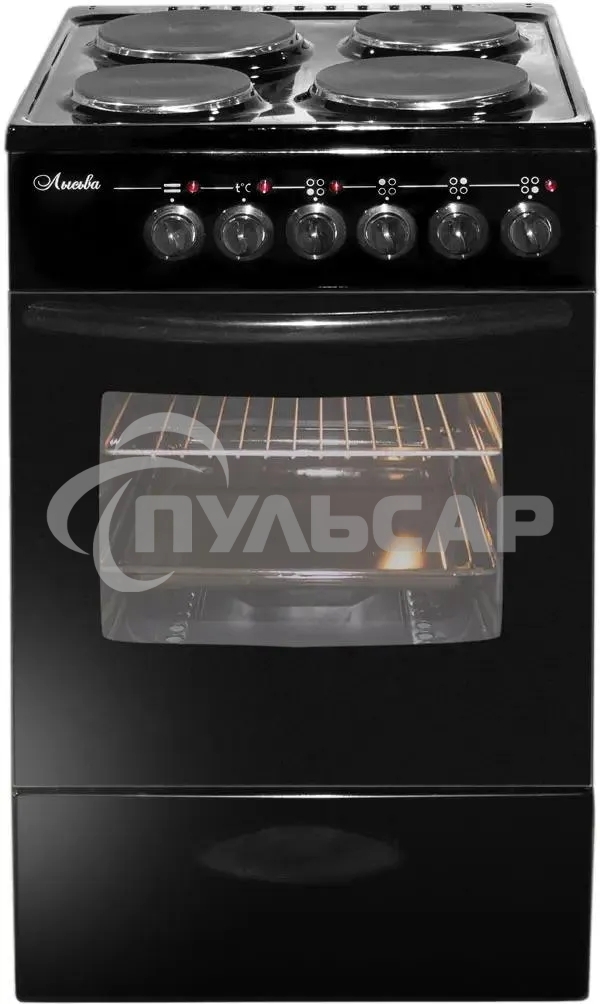 Плита электрическая Лысьва ЭП 411 МС черный, конфорок 4 шт, духовка 57 л, 50 см x 84 см x 60 см (без крышки)