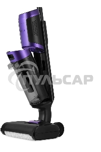 Пылесос вертикальный моющий Kitfort КТ-5176 черный/фиолетовый, питание от аккумулятора, 200 Вт, уборка влажная, пылесборник 0.75 л, работа от АКБ max 35 мин.