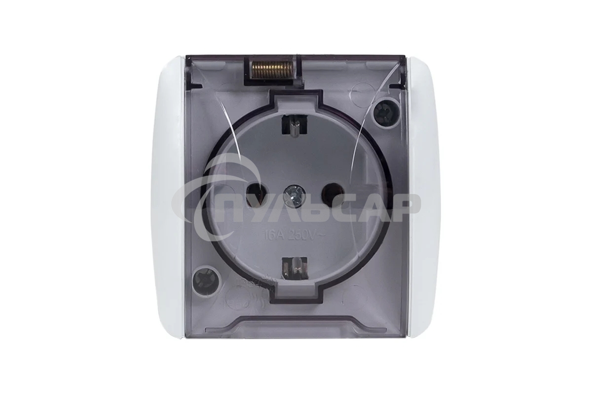 Розетка EKF EQR16-029-30-54-T PROxima Владивосток 1-местная 16А с заземлением с прозрачной крышкой IP54