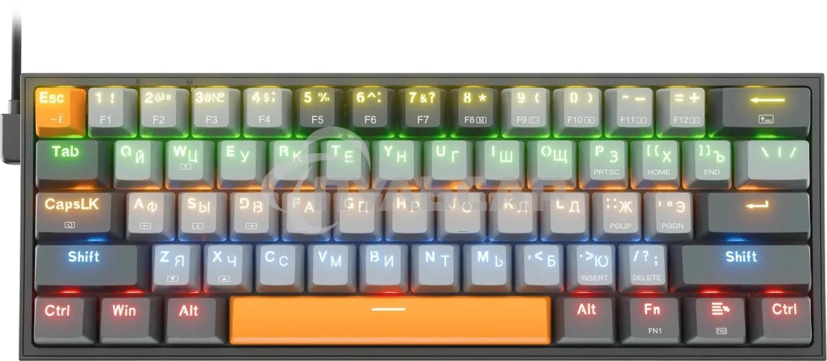 Клавиатура проводная REDRAGON Fizz RU,Rainbow,красные свитчи, механическая