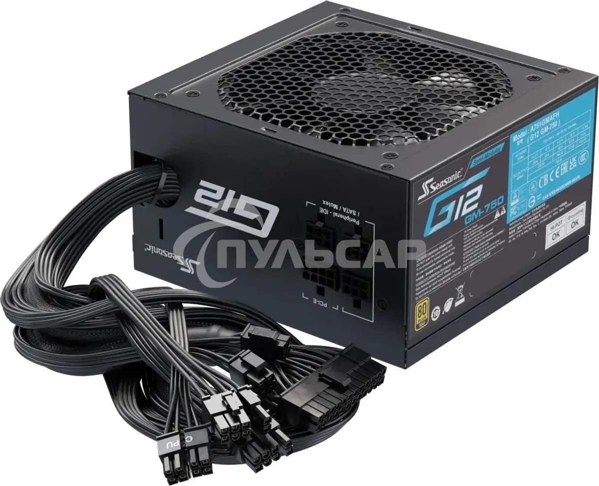 Блок питания Seasonic ATX 750W G12 GM-750 80 PLUS gold (20+4pin) APFC 120мм fan 6xSATA RTL