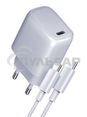 Сетевое зарядное устройство Qumo Energy light PD 35Вт (Charger 0067), 1 USB Type-C, + кб 1м, 60Вт.