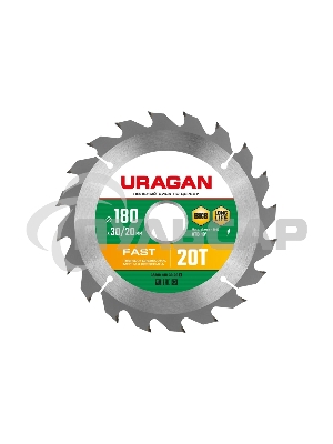 Диск URAGAN Fast 180х30/20мм 20Т, диск пильный по дереву