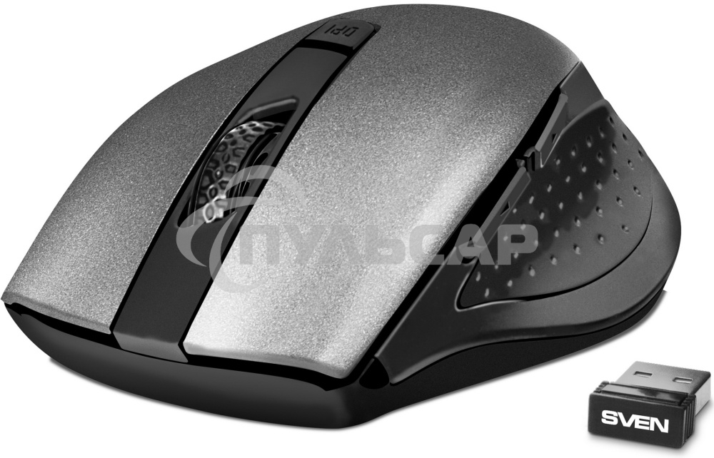 Мышь беспроводная SVEN RX-425W серый, 1600 dpi, радиоканал, USB, кнопки - 6