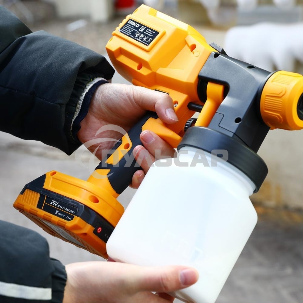 Краскопульт аккумуляторный DEKO SG20DK, 20В, 800 мл, 1x3.0А·ч 083-1133