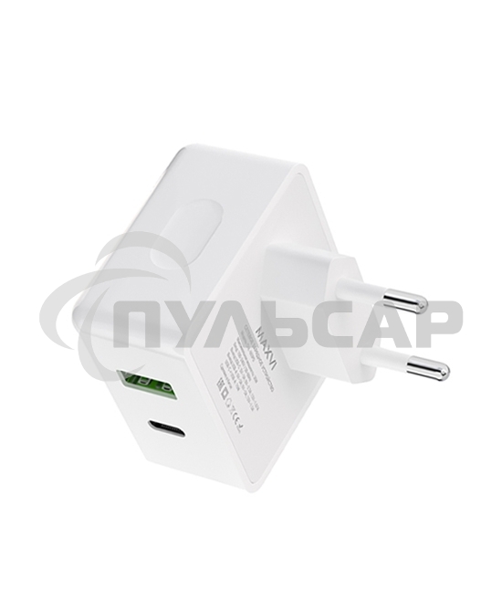 Сетевое зарядное устройство Maxvi CHL-603PD Type-C\USB 30W 6A (3A+3A) PD QC3.0, белый