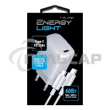 Сетевое зарядное устройство Qumo Energy light PD 35Вт (Charger 0067), 1 USB Type-C, + кб 1м, 60Вт.