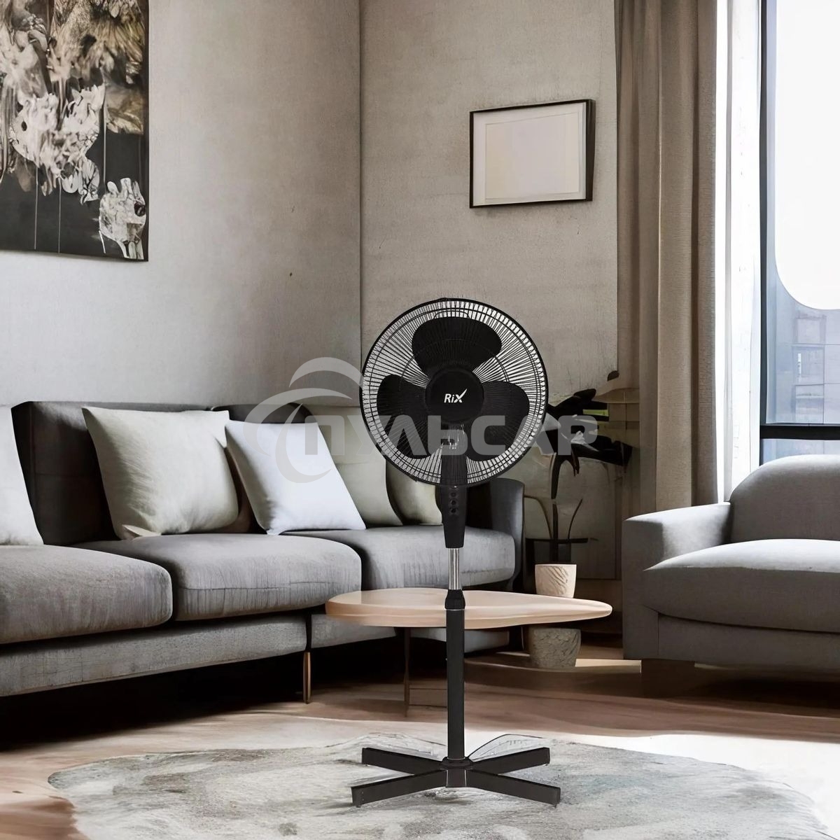 Вентилятор бытовой напольный Rix RSF-3000B, черный