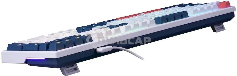 Клавиатура проводная Redragon Whisper, USB, белый + синий