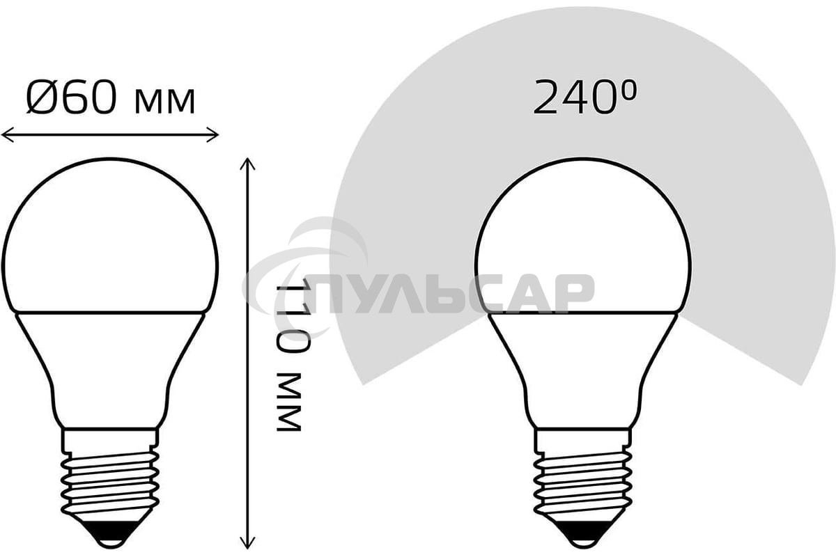 Лампа светодиодная Gauss Led A60-dim E27 11Вт 3000К диммируемая
