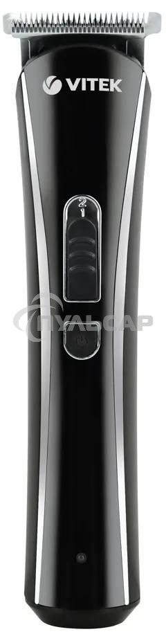 Триммер Vitek VT-2548 BK сеть/аккумулятор. Встроенная аккумуляторная батарея NiMh 2x1,2V AAA 800 mAh. Время зарядки от сети 8ч. Время автономной работы 45мин. Влажная очистка. Детальный триммер. Индикатор зарядки. Число установок длины 8. Максимальная дли