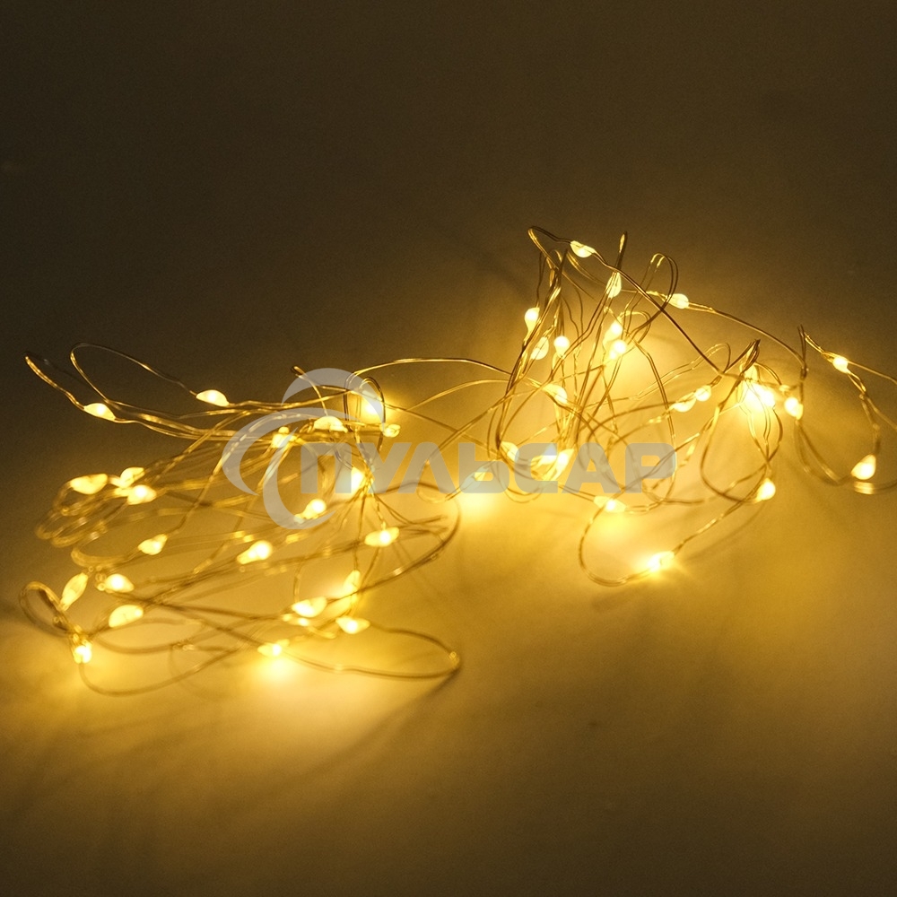 Гирлянда светод. Funray Нить, SE-STRING-550WW, 5м, 50 LED, теплый белый, 3*АА, серебр. шнур 0,3м