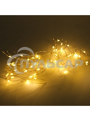 Гирлянда светод. Funray Нить, SE-STRING-550WW, 5м, 50 LED, теплый белый, 3*АА, серебр. шнур 0,3м