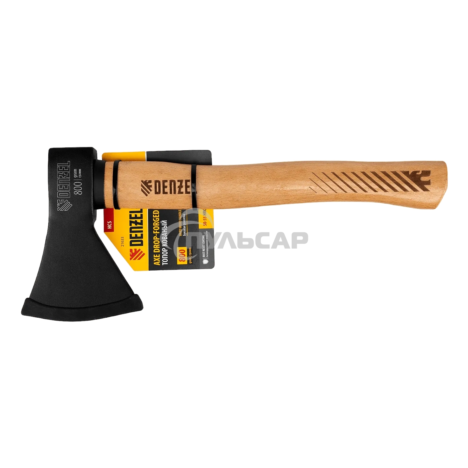 Топор Denzel 800 г, кованый, буковое топорище
