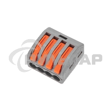 Универсальная клемма Rexant СМК 222-414, 4-проводная серая 0,08-2,5/4 мм² (блистер 10 шт/уп)