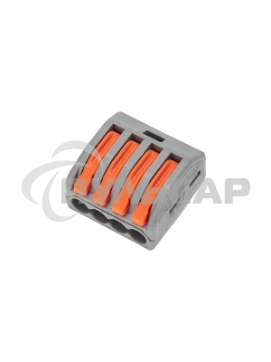 Универсальная клемма Rexant СМК 222-414, 4-проводная серая 0,08-2,5/4 мм² (блистер 10 шт/уп)