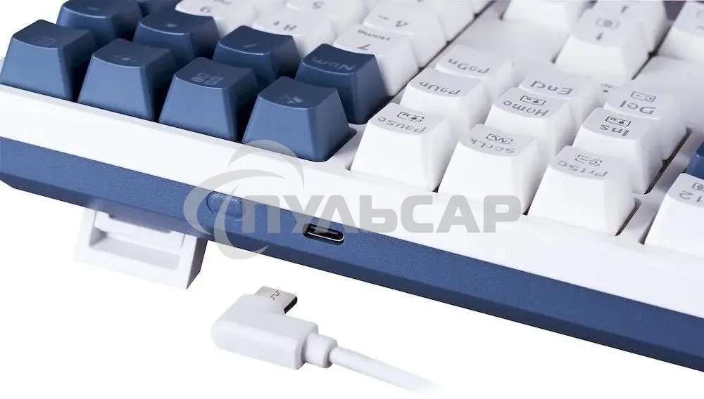 Клавиатура проводная Redragon Whisper, USB, белый + синий