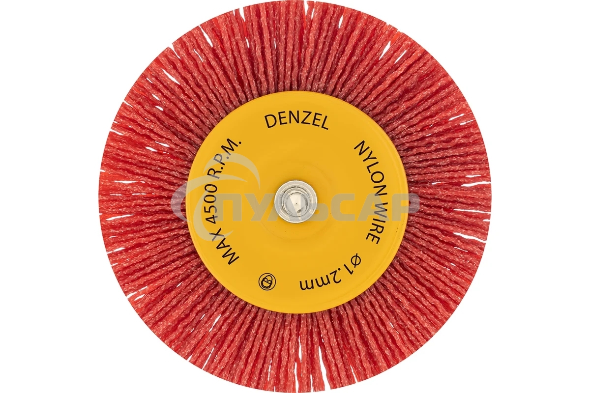 Щетка для дрели Denzel 100 мм, плоская, со шпилькой, нейлоновая щетина