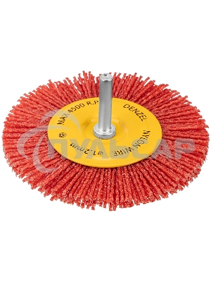 Щетка для дрели Denzel 100 мм, плоская, со шпилькой, нейлоновая щетина